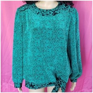 Vintage Green and Black Blouse